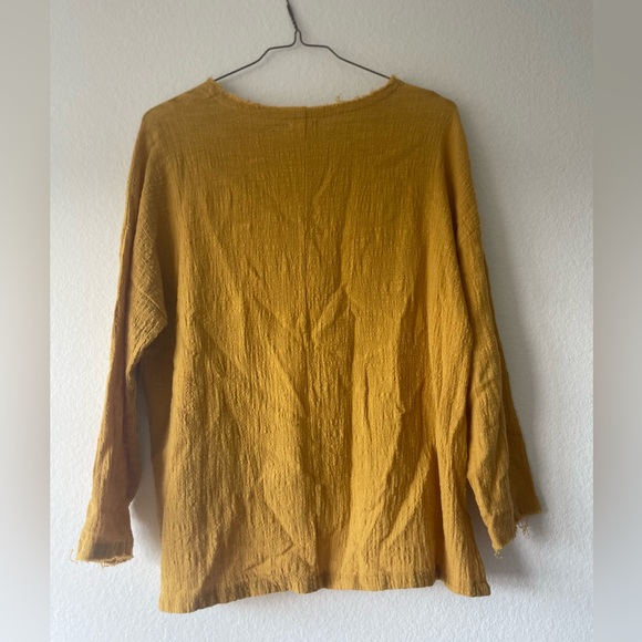 yellow silk blend long sleeve top - Picture 2 of 3